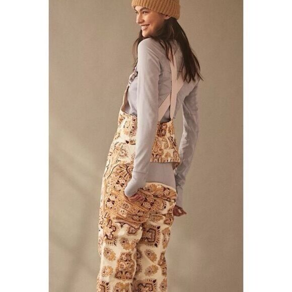 NWT Free People FP Movement Alpine Glow Printed Snow Bib  Pants Size Small - Picture 3 of 4